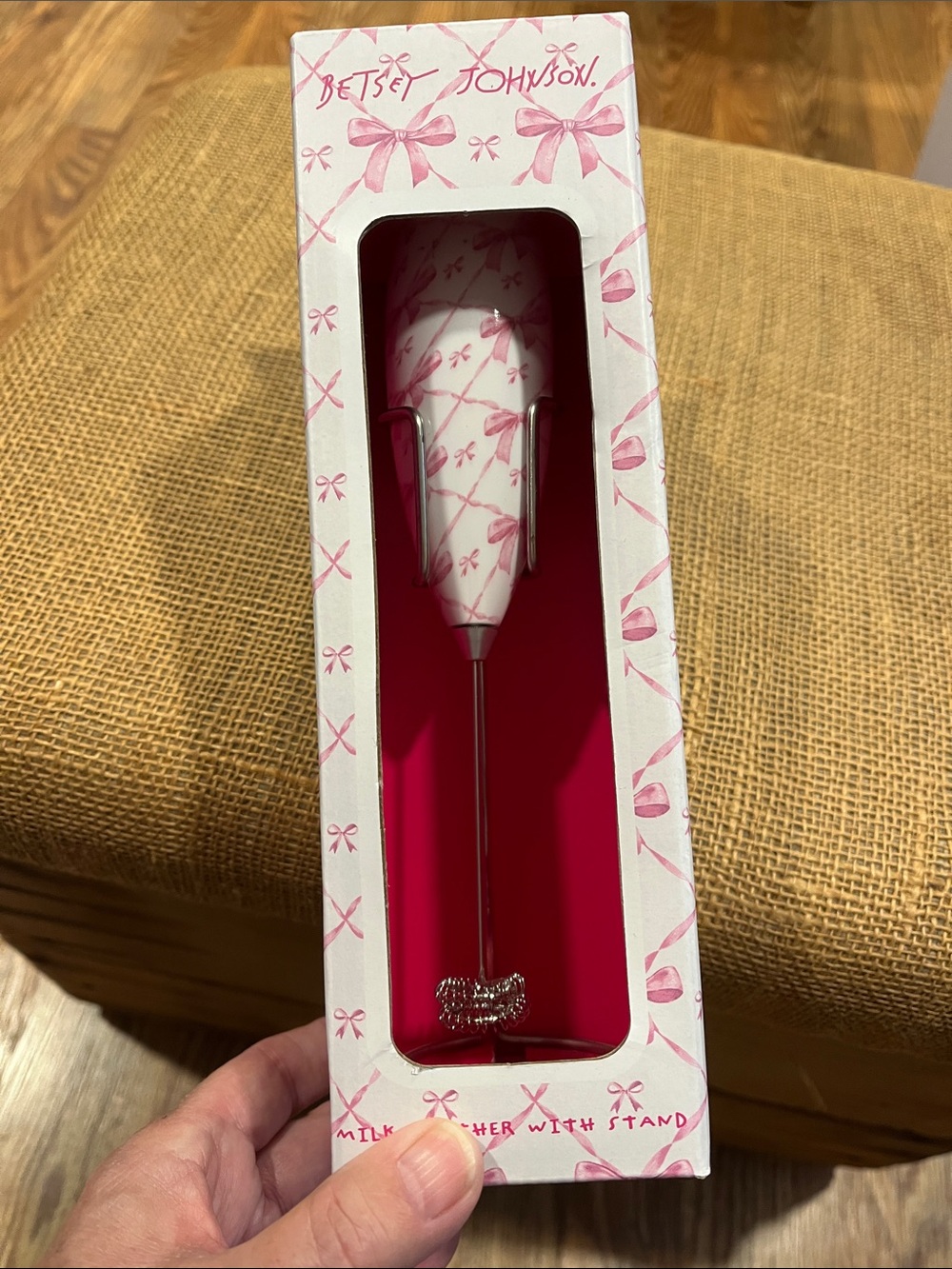 Betsey Johnson Pink Bow Milk Frother